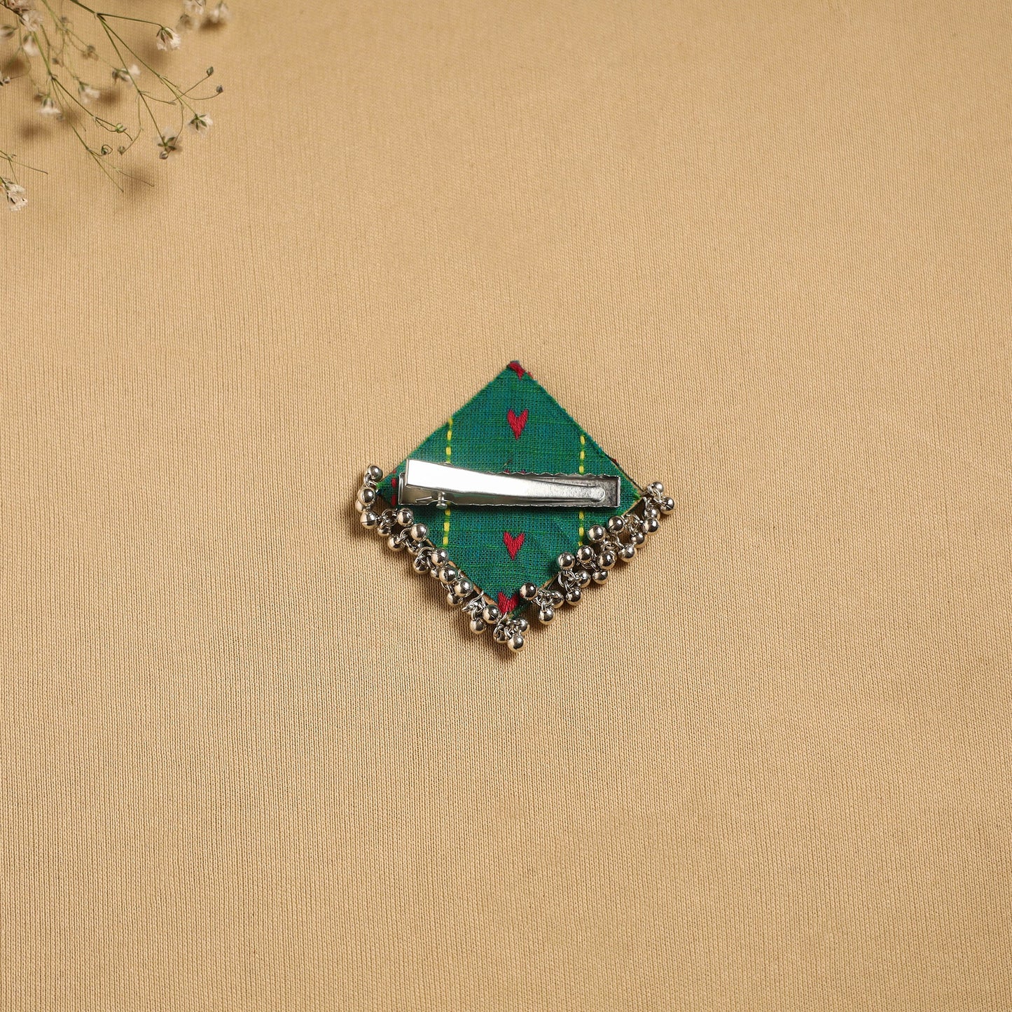 Handmade fabart ghungroo work hair clip 17 - handcrafted