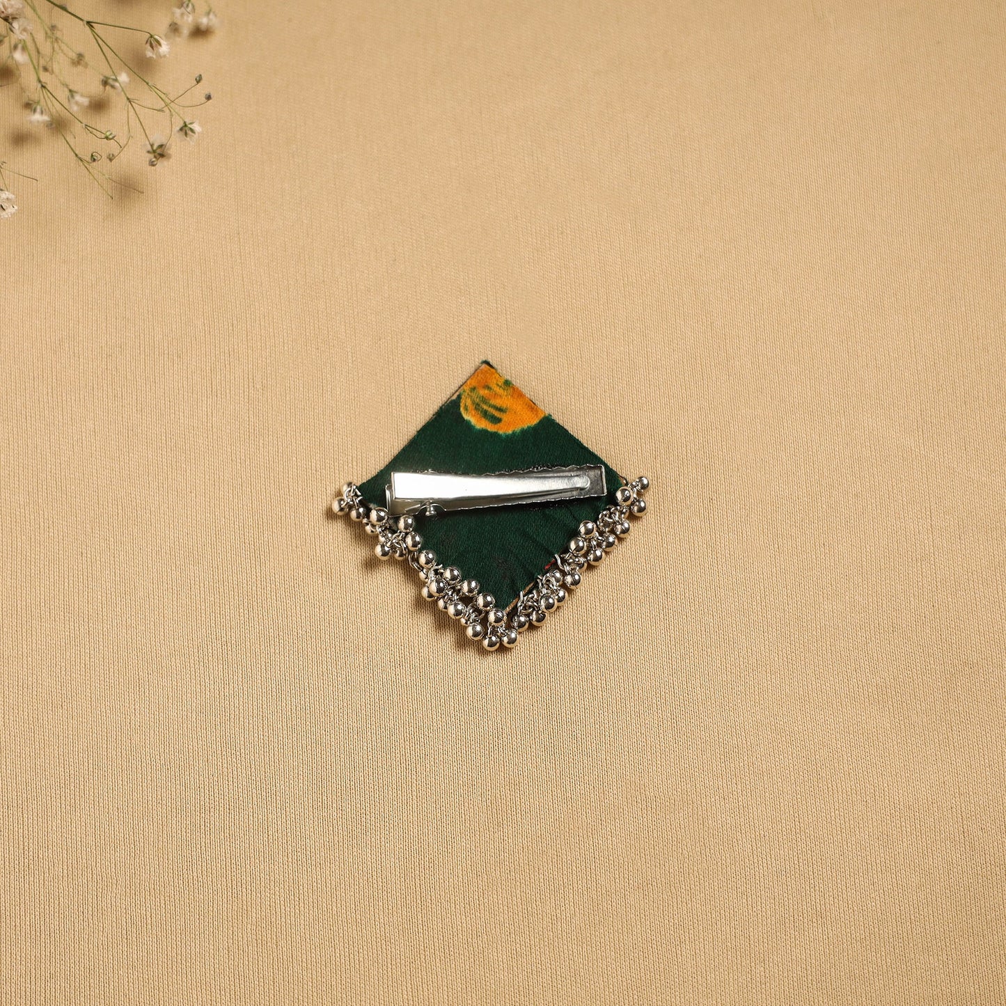 Handmade fabart ghungroo work hair clip 18 - handcrafted