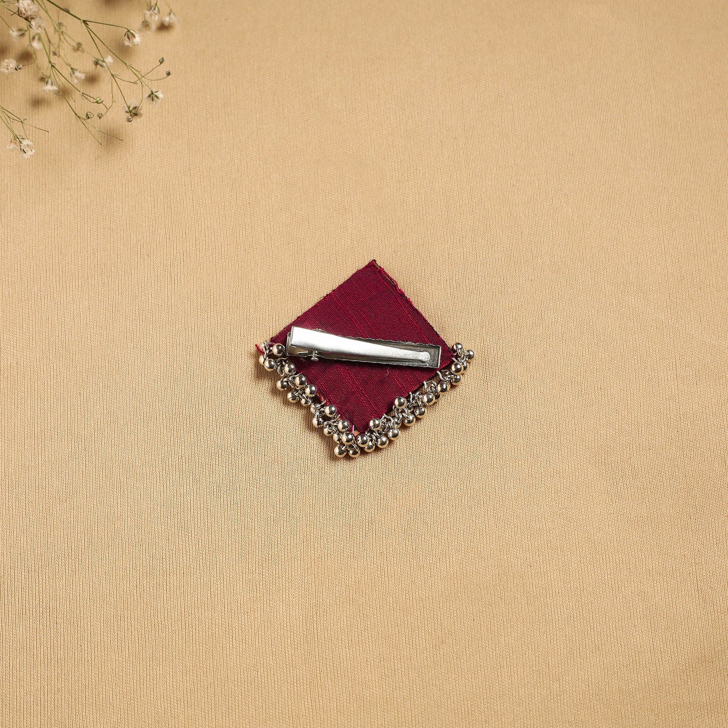 Handmade fabart ghungroo work hair clip 24 - handcrafted