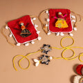 Buy Handmade Fabric Flower Jute Rakhi & Lumba Set 
