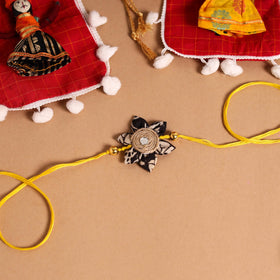 Buy Handmade Fabric Flower Jute Rakhi & Lumba Set 