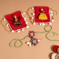 Buy Handmade Fabric Flower Jute Rakhi & Lumba Set 