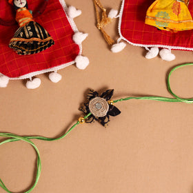  Handmade Fabric Flower Jute Rakhi & Lumba Set 