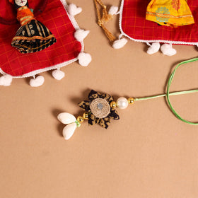  Handmade Fabric Flower Jute Rakhi & Lumba Set 