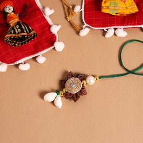  Handmade Fabric Flower Jute Rakhi & Lumba Set 