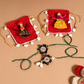  Handmade Fabric Flower Jute Rakhi & Lumba Set 