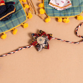  Handmade Fabric Flower Jute Rakhi & Lumba Set 
