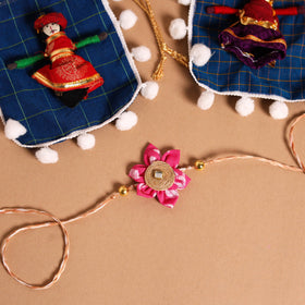  Handmade Fabric Flower Jute Rakhi & Lumba Set 