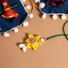  Handmade Fabric Flower Jute Rakhi & Lumba Set 