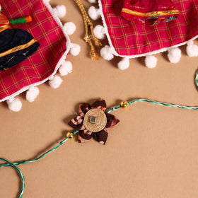  Handmade Fabric Flower Jute Rakhi & Lumba Set 