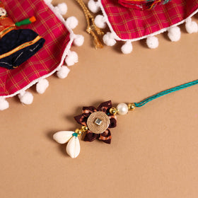  Handmade Fabric Flower Jute Rakhi & Lumba Set 
