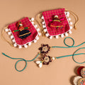  Handmade Fabric Flower Jute Rakhi & Lumba Set 