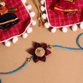  Handmade Fabric Flower Jute Rakhi & Lumba Set 