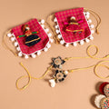  Handmade Fabric Flower Jute Rakhi & Lumba Set 