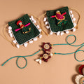  Handmade Fabric Flower Jute Rakhi & Lumba Set 