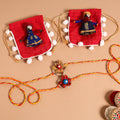  Handmade Fabric Flower Jute Rakhi (Set of 2)
