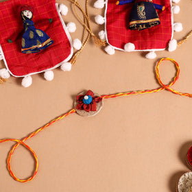  Handmade Fabric Flower Jute Rakhi (Set of 2)