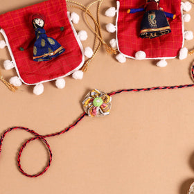  Handmade Fabric Flower Jute Rakhi (Set of 2)
