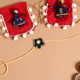  Handmade Fabric Flower Jute Rakhi (Set of 2)