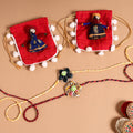  Handmade Fabric Flower Jute Rakhi (Set of 2)