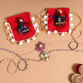  Handmade Fabric Flower Jute Rakhi (Set of 2)