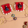  Handmade Fabric Flower Jute Rakhi (Set of 2)