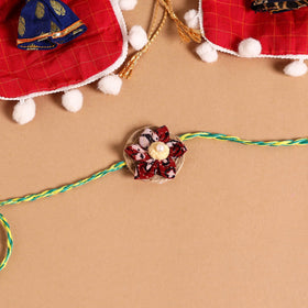  Handmade Fabric Flower Jute Rakhi (Set of 2)