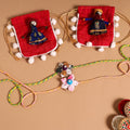  Handmade Fabric Flower Jute Rakhi (Set of 2)