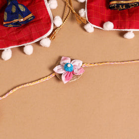  Handmade Fabric Flower Jute Rakhi (Set of 2)