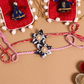  Handmade Fabric Flower Jute Rakhi (Set of 2)