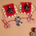  Handmade Fabric Flower Jute Rakhi (Set of 2)