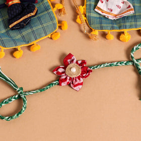  Handmade Fabric Flower Jute Rakhi (Set of 2)