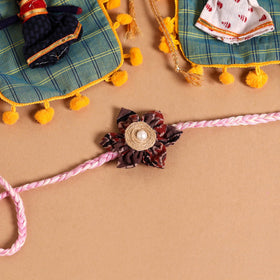  Handmade Fabric Flower Jute Rakhi (Set of 2)