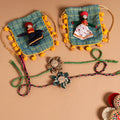  Handmade Fabric Flower Jute Rakhi (Set of 2)