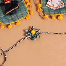  Handmade Fabric Flower Jute Rakhi (Set of 2)