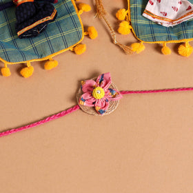  Handmade Fabric Flower Jute Rakhi (Set of 2)