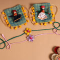  Handmade Fabric Flower Jute Rakhi (Set of 2)