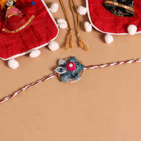  Handmade Fabric Flower Jute Rakhi (Set of 2)