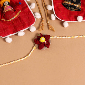  Handmade Fabric Flower Jute Rakhi (Set of 2)