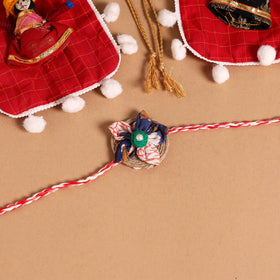  Handmade Fabric Flower Jute Rakhi (Set of 2)