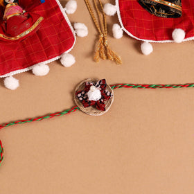  Handmade Fabric Flower Jute Rakhi (Set of 2)
