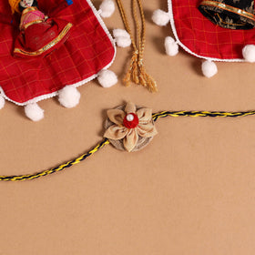  Handmade Fabric Flower Jute Rakhi (Set of 2)
