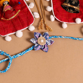  Handmade Fabric Flower Jute Rakhi (Set of 2)