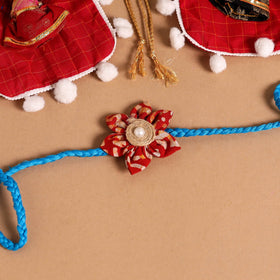  Handmade Fabric Flower Jute Rakhi (Set of 2)