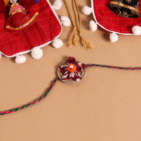  Handmade Fabric Flower Jute Rakhi (Set of 2)