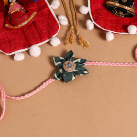  Handmade Fabric Flower Jute Rakhi (Set of 2)