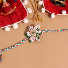  Handmade Fabric Flower Jute Rakhi (Set of 2)