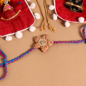 Handmade Fabric Flower Jute Rakhi (Set of 2)