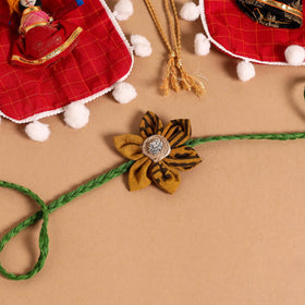  Handmade Fabric Flower Jute Rakhi (Set of 2)