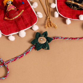  Handmade Fabric Flower Jute Rakhi (Set of 2)
